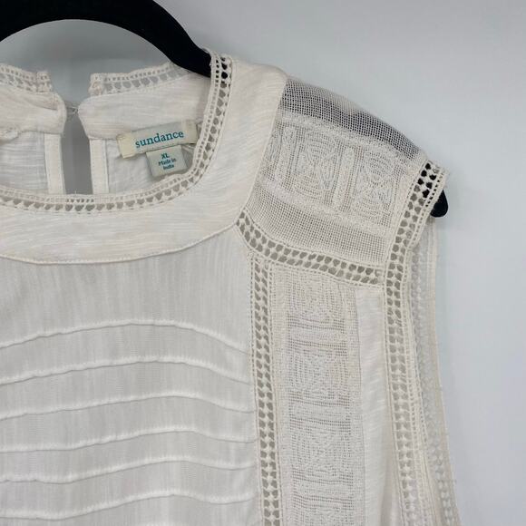 Sundance Women's White Tank Boho Lace Sleeveless Blouse Size XL X-Large - Picture 6 of 7